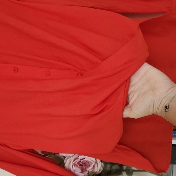 Gianni Bini Burnt Orange High Low blouse small Oversized Flowy Lagenlook Career - Picture 4 of 9